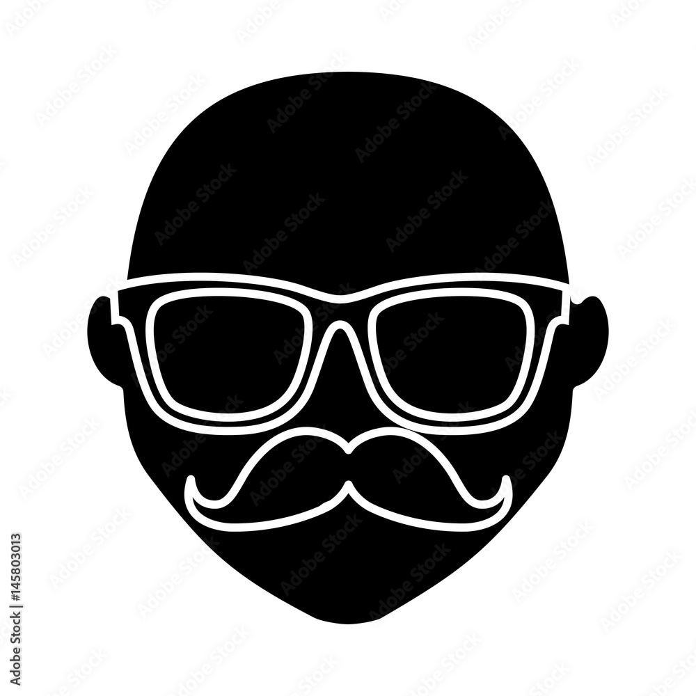 hipster man with mustache and glasses icon over white background. vector illustration