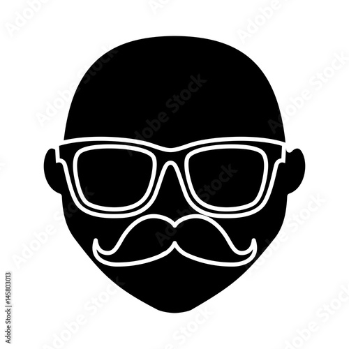 hipster man with mustache and glasses icon over white background. vector illustration