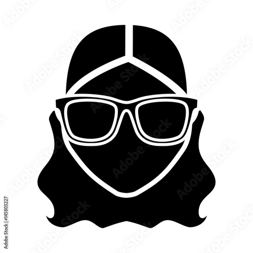 hipster woman with glasses icon over white background. vector illustration