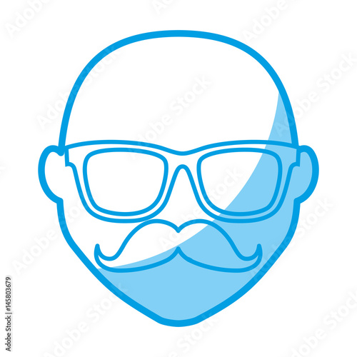 hipster man with mustache and glasses icon over white background. vector illustration