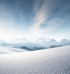 High mountain range in morning time. Beautiful natural landscape