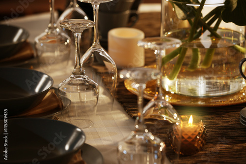 Table setting in restaurant, closeup © Africa Studio
