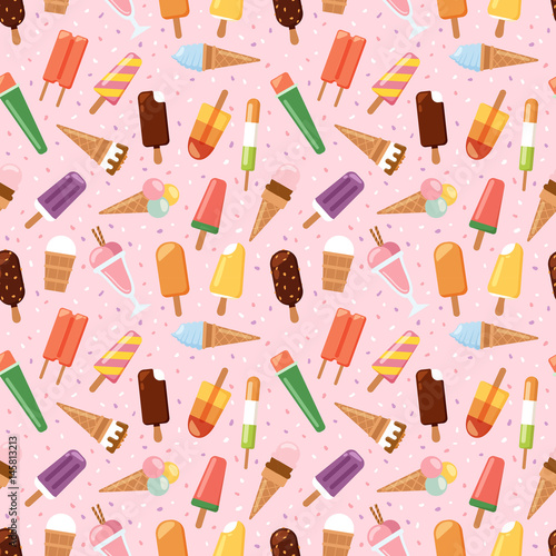 fruit ice cream seamless pattern background vector illustration