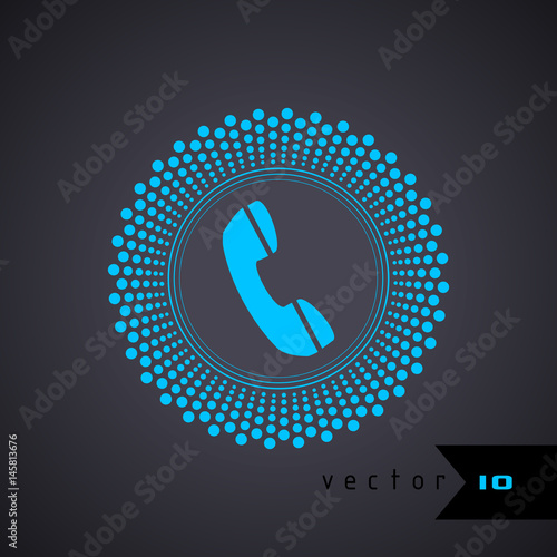Modern halftone phone icon answering phone vector icon
