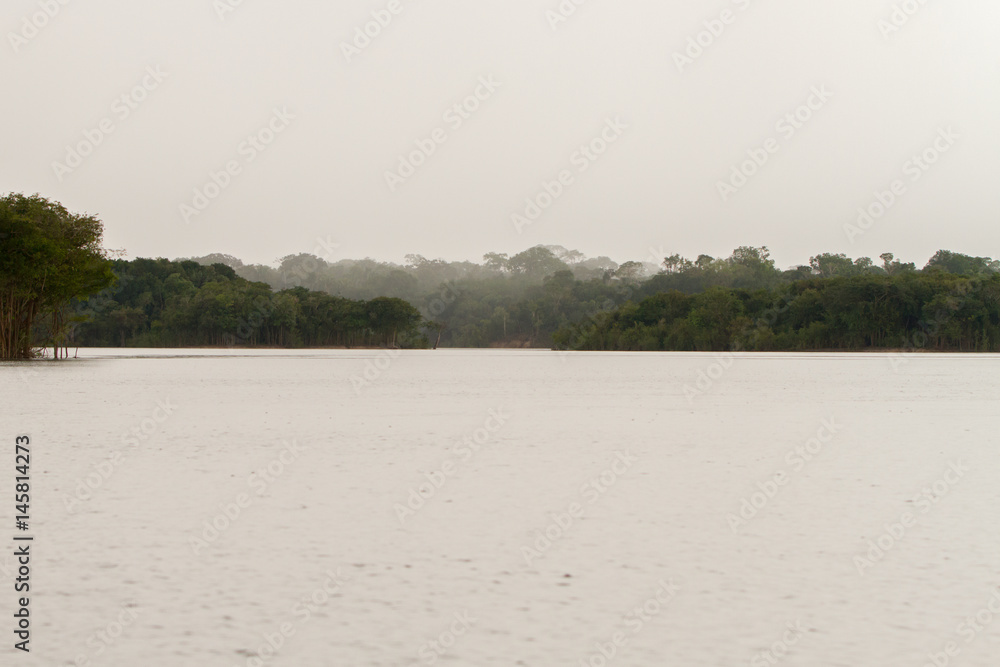 Amazonian rain in Rio Negro in the Amazon River basin, Brazil, South America