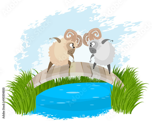 Two rams on bridge