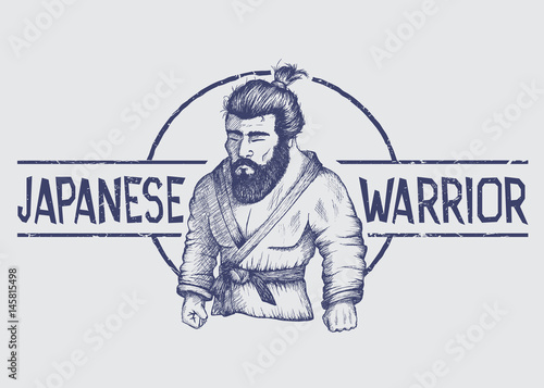 Vector emblem with japan fighter
