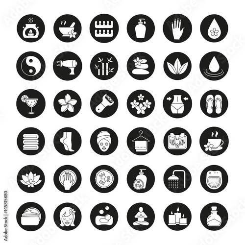 Spa salon icons set