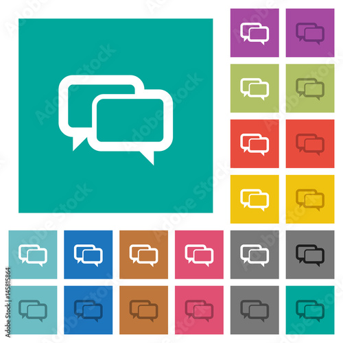 Chat bubbles square flat multi colored icons