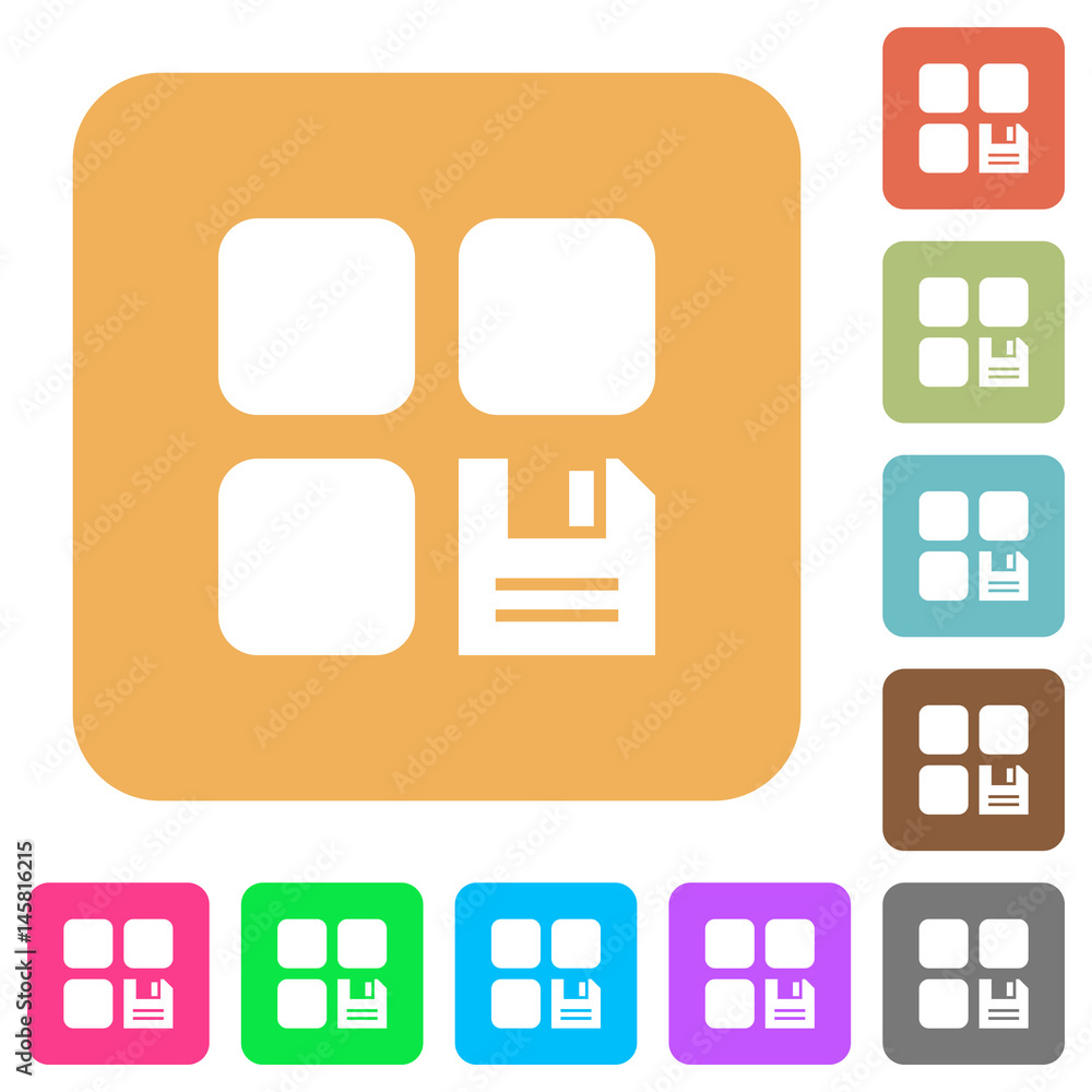 Save component rounded square flat icons