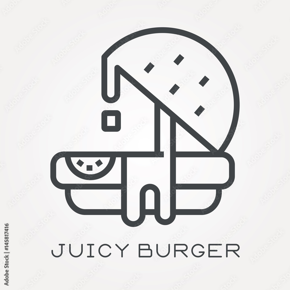 Line icon juicy burger
