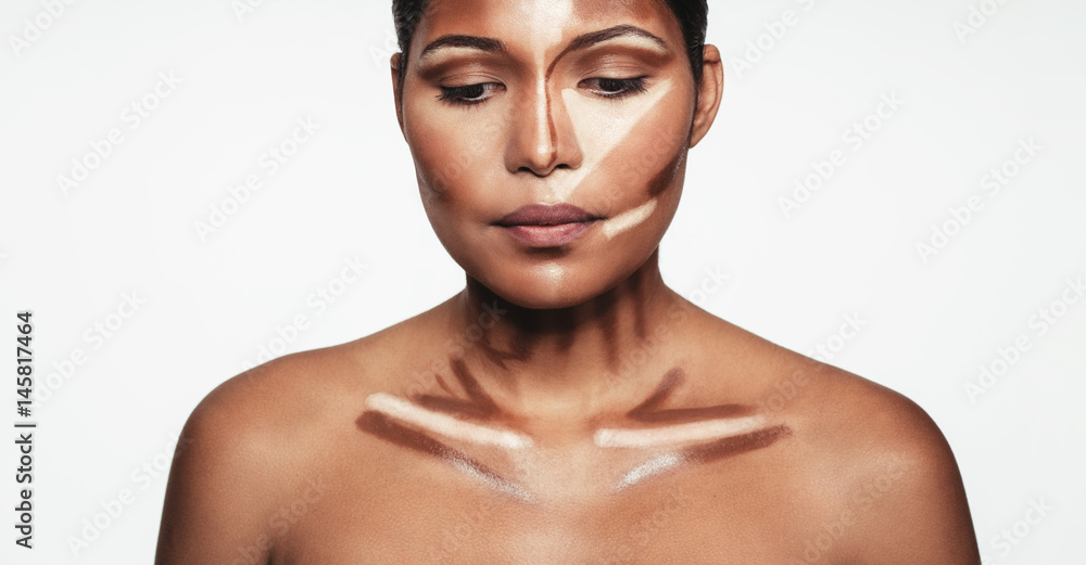 Woman with contour and highlight makeup