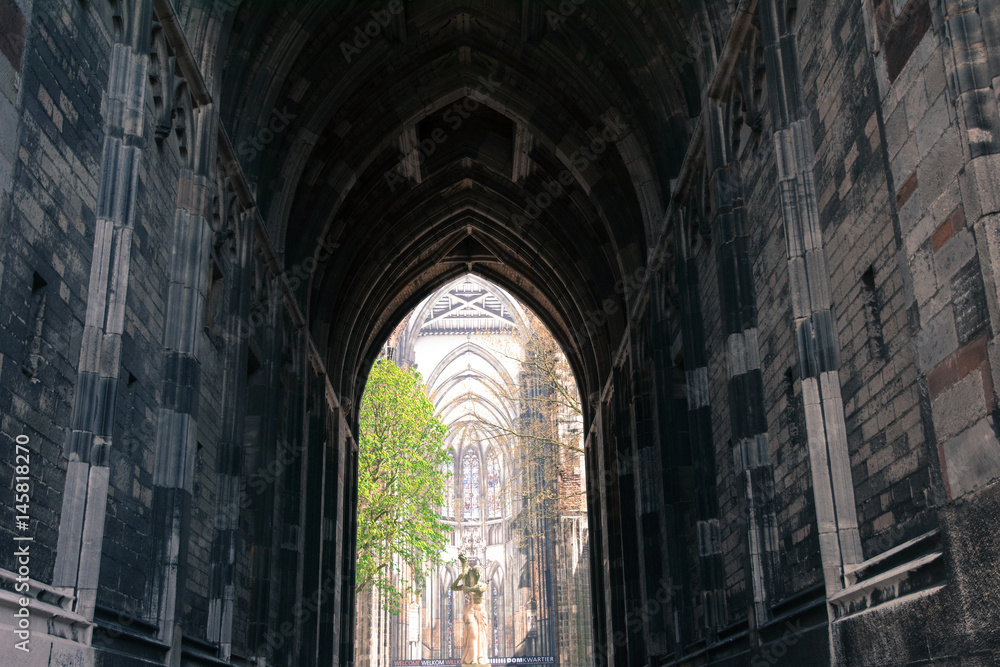 tunnel of a tower church building in Netherlands main city