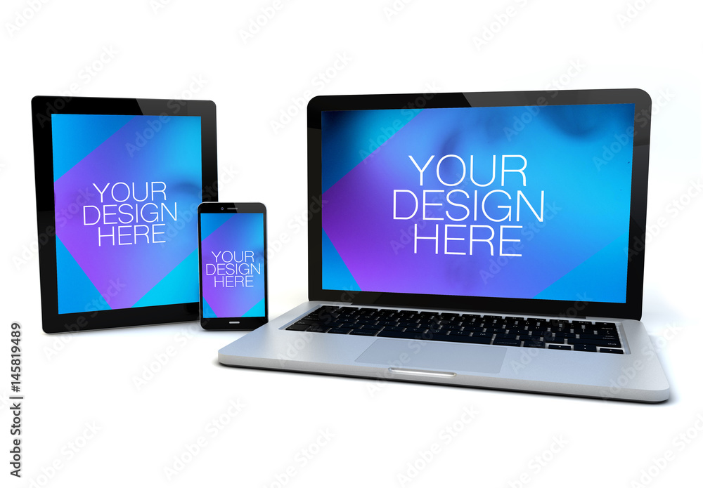 Isolated Device 3 Isolated Device Mockups 1 Stock Template | Adobe Stock