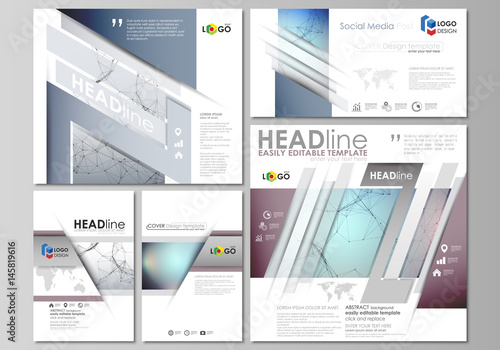 Social media posts set. Business templates. Abstract design template, vector layouts in popular formats. Compounds lines and dots. Big data visualization in minimal style. Graphic background.