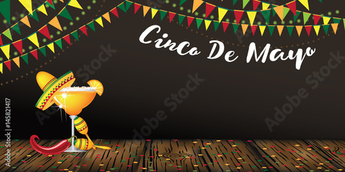 Cinco De Mayo banner design for celebration of the Mexican holiday on the fifth (Cinco) of May (Mayo). EPS 10 vector.