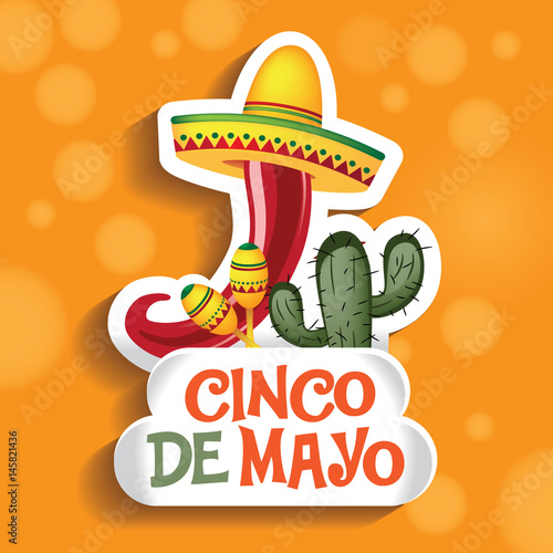 Cinco De Mayo banner design for celebration of the Mexican holiday on the fifth (Cinco) of May (Mayo). EPS 10 vector.