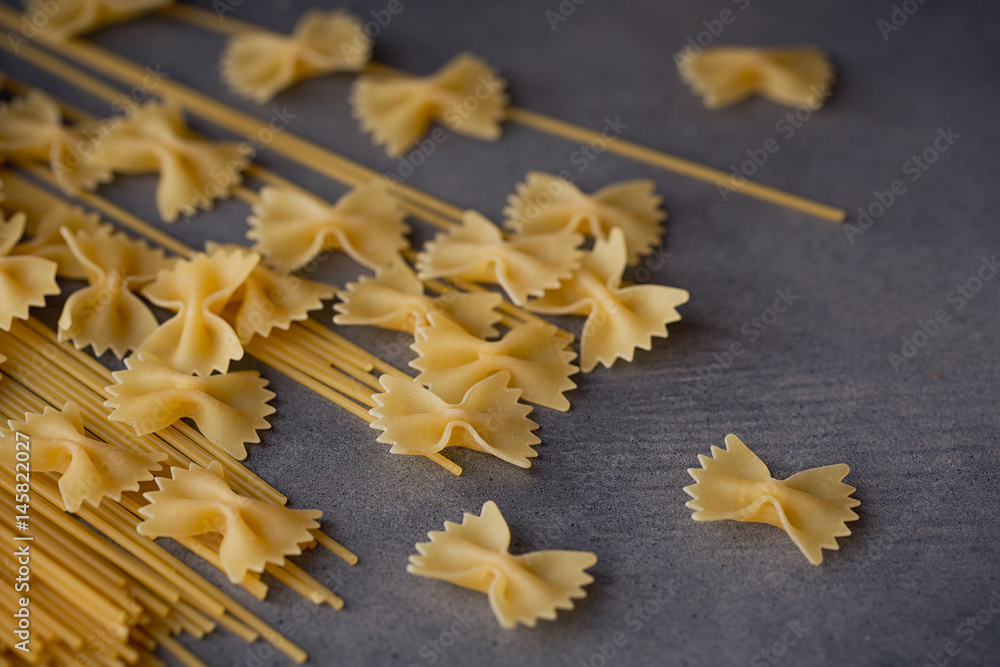 Composition of uncooked italian pasta. Composition of uncooked italian pasta.