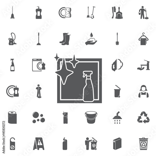 spray bottle and window isolated vector icon