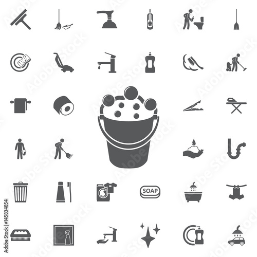Bucket bubbles icon.