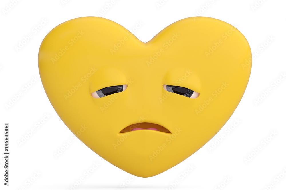 Disappointed heart emoticon with heart emoji.3D illustration. Disappointed heart emoticon with heart emoji.3D illustration.