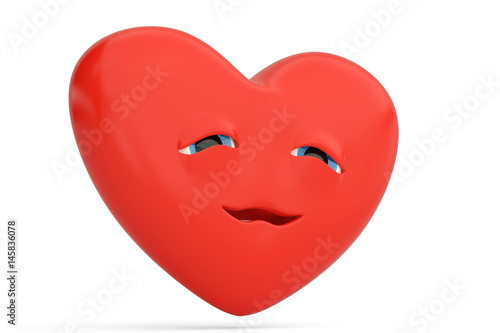 Smirking heart emoticon with heart emoji.3D illustration.