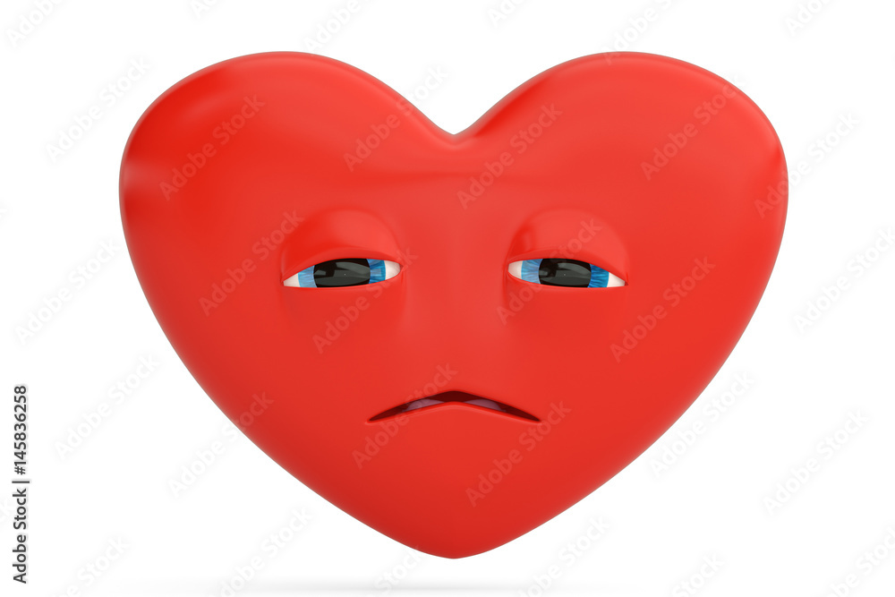 Disappointed face heart emoticon  with heart emoji.3D illustration.