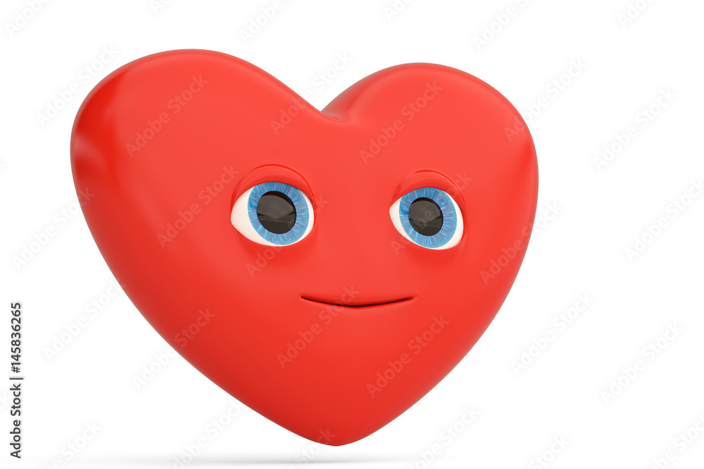 Smile face heart emoticon with heart emoji.3D illustration. Smile face heart emoticon with heart emoji.3D illustration.
