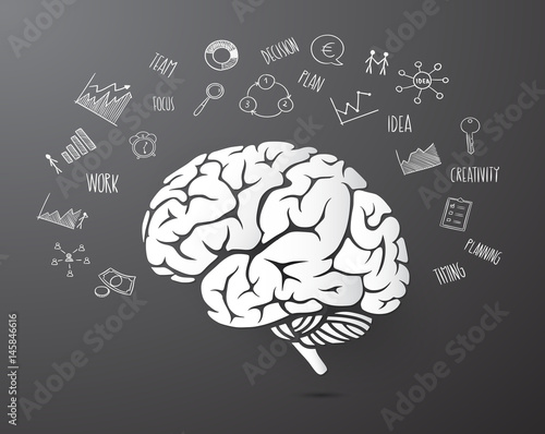 Brain paper art style illustration,vector design element eps10 illustration