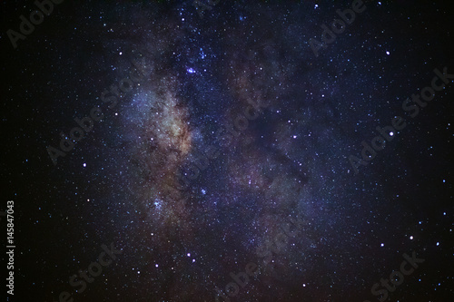 The center of the milky way galaxy Long exposure photograph  with grain.