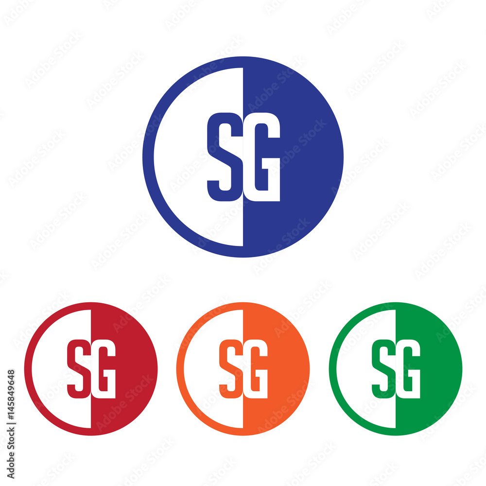 SG initial circle half logo blue,red,orange and green color SG initial circle half logo blue,red,orange and green color