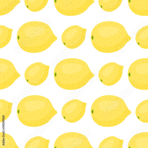 Cartoon fresh lemon fruits in flat style seamless pattern food summer design ...