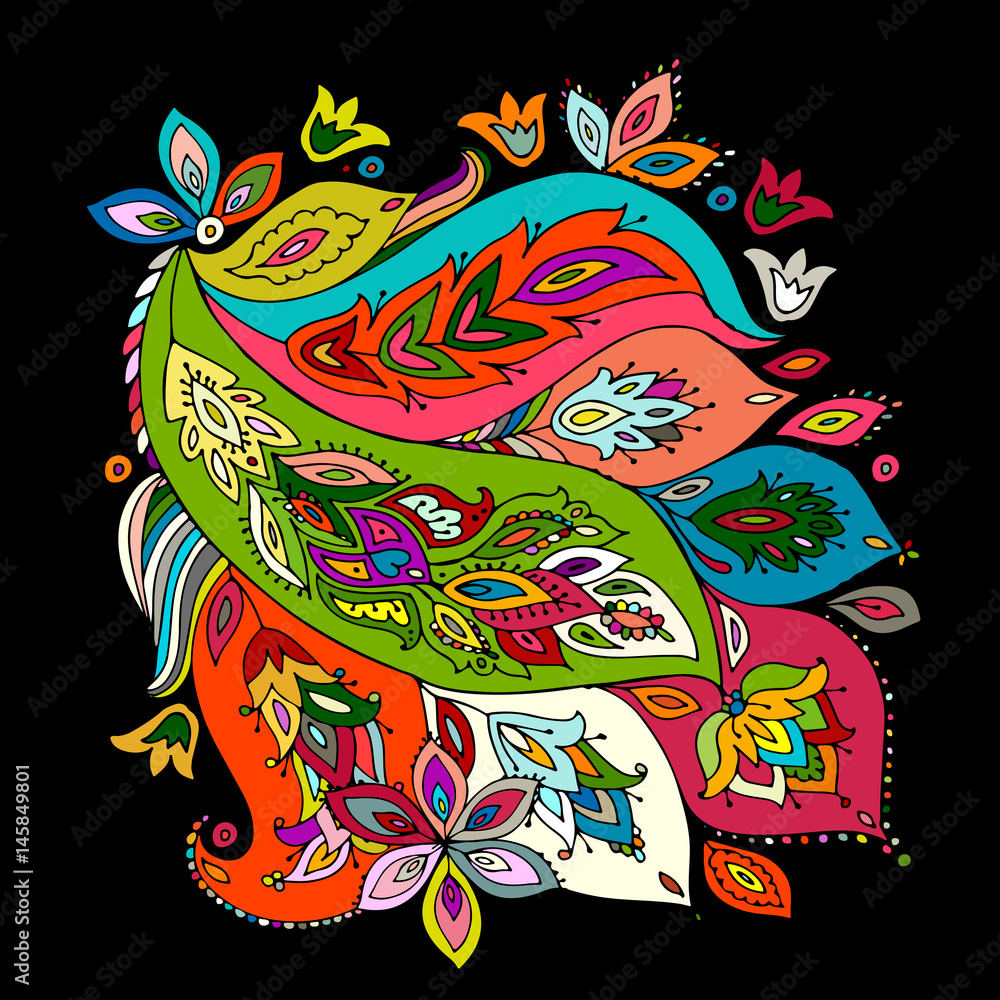 Floral ornament, sketch for your design Floral ornament, sketch for your design