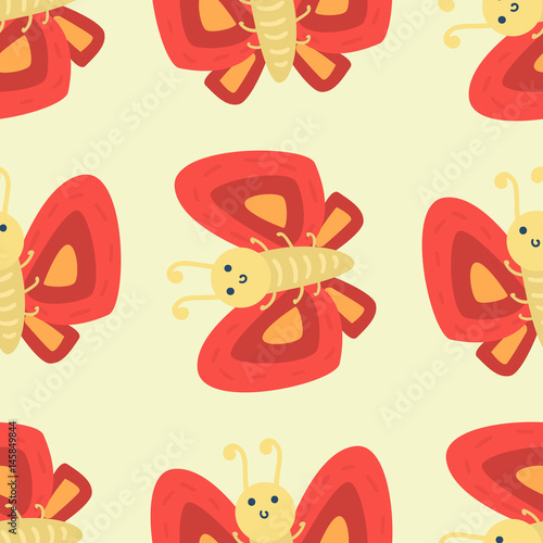 Colorful butterfly decorative seamless pattern vector graphic summer free fly...