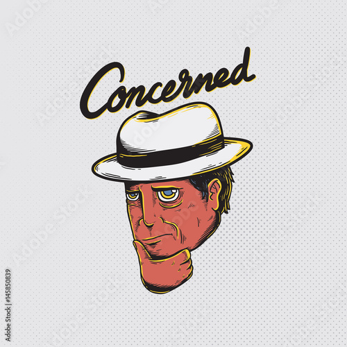 Man worried concered word vector illustration