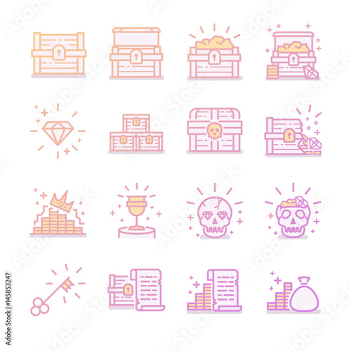 Treasure chest icon set