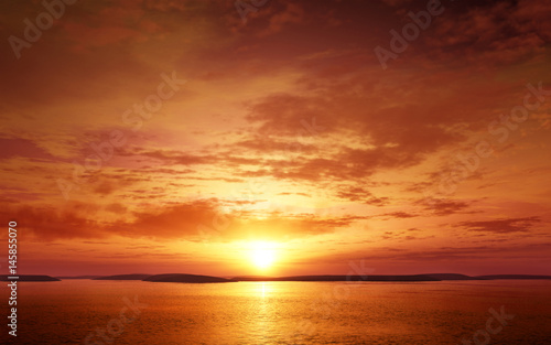 Serene and colorful Sunset. Photo real 3D illustration © cameraman