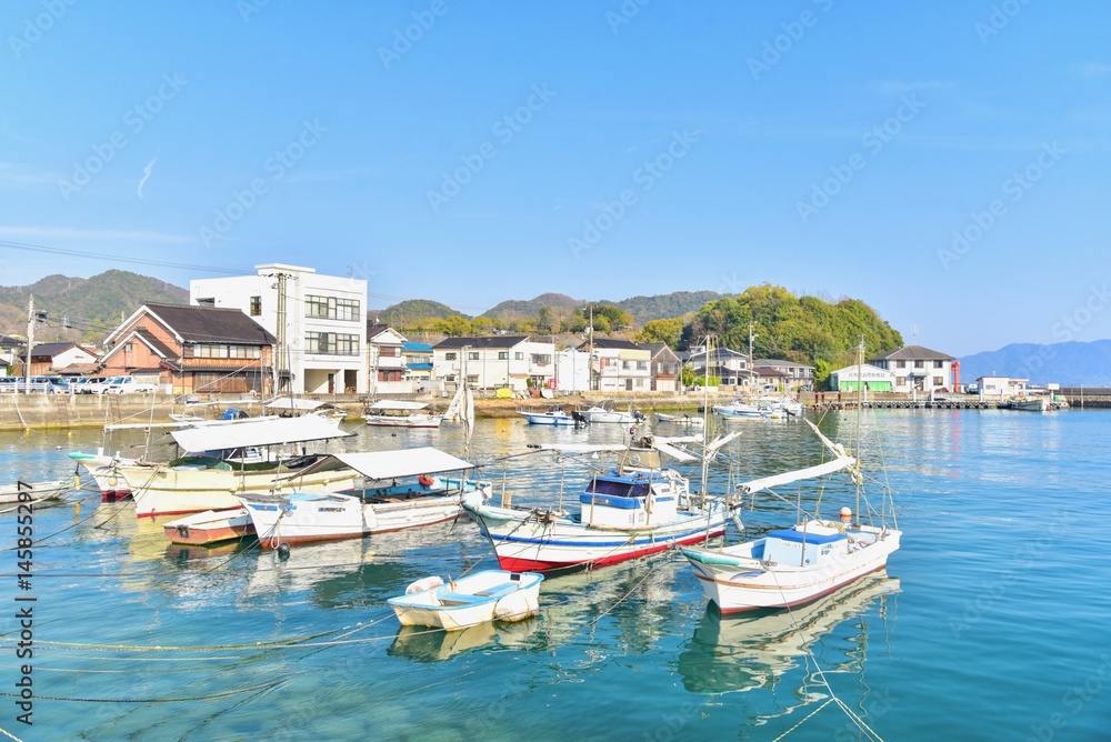 Colorful Boats at Tadanoumi Port in Hiroshima Prefecture