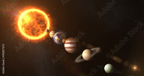 Solar system with sun and planets photo