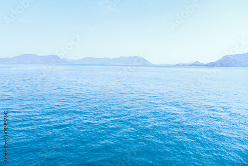 Beautiful View of Deep Blue Sea and Mountain Ranges in Japan