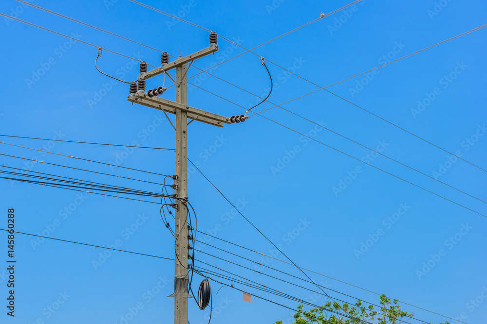 electrical pole with sky