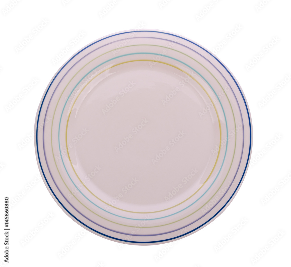 Empty ceramic round plate isolated on white Empty ceramic round plate isolated on white