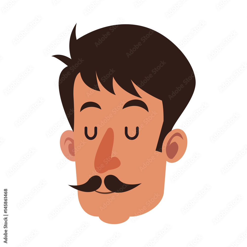 head man with mustache close eyes vector illustration head man with mustache close eyes vector illustration
