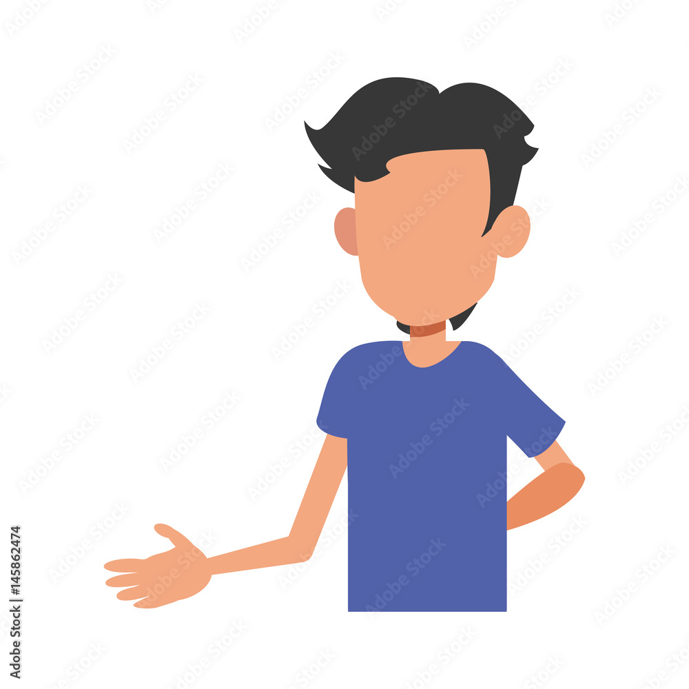 young boy teen male faceless image vector illustration
