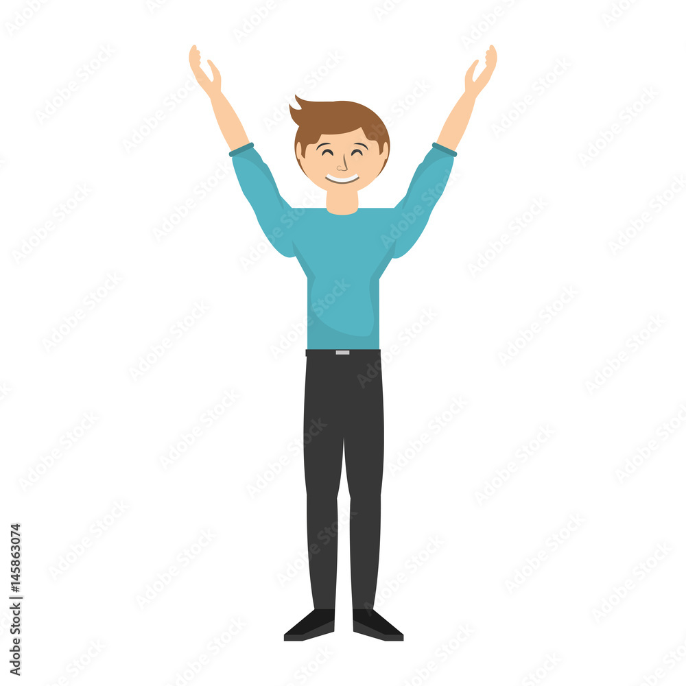 Man celebrating cartoon icon vector illustration graphic design Man celebrating cartoon icon vector illustration graphic design