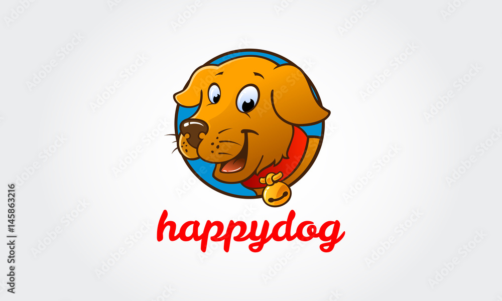 Happy Dog Vector Logo Cartoon Character. Funny cartoon dog face logo  template. Vector logo illustration. Stock Vector | Adobe Stock