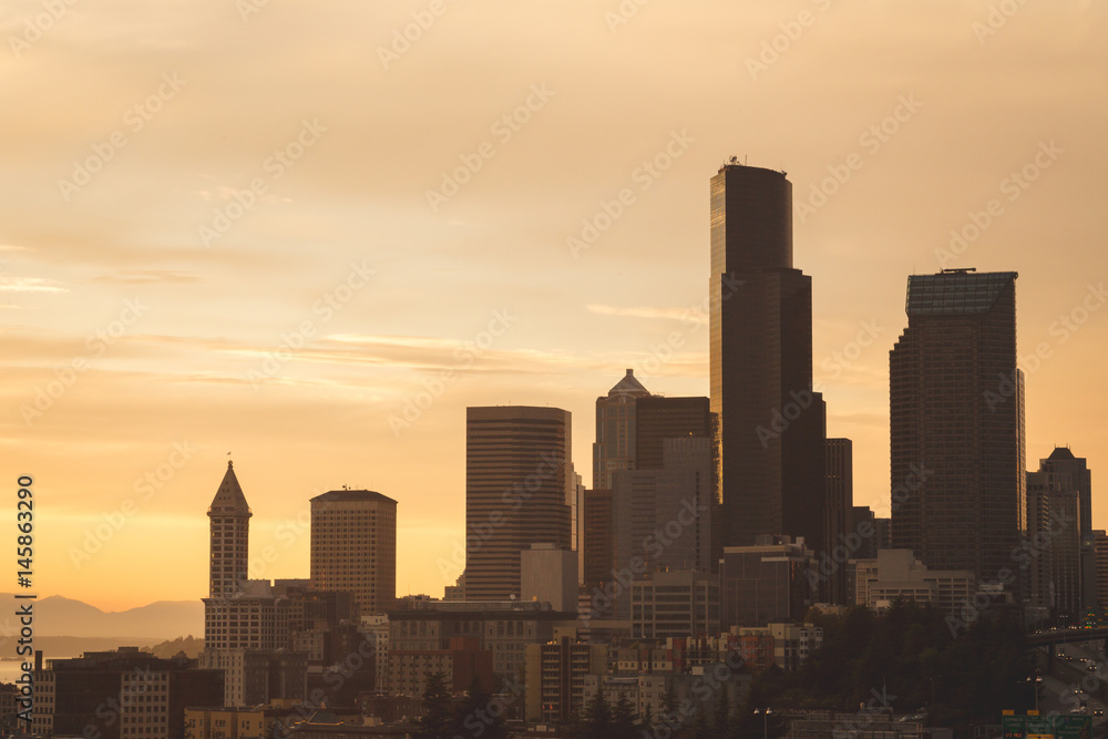 Downtown City Skyline of Seattle, WA