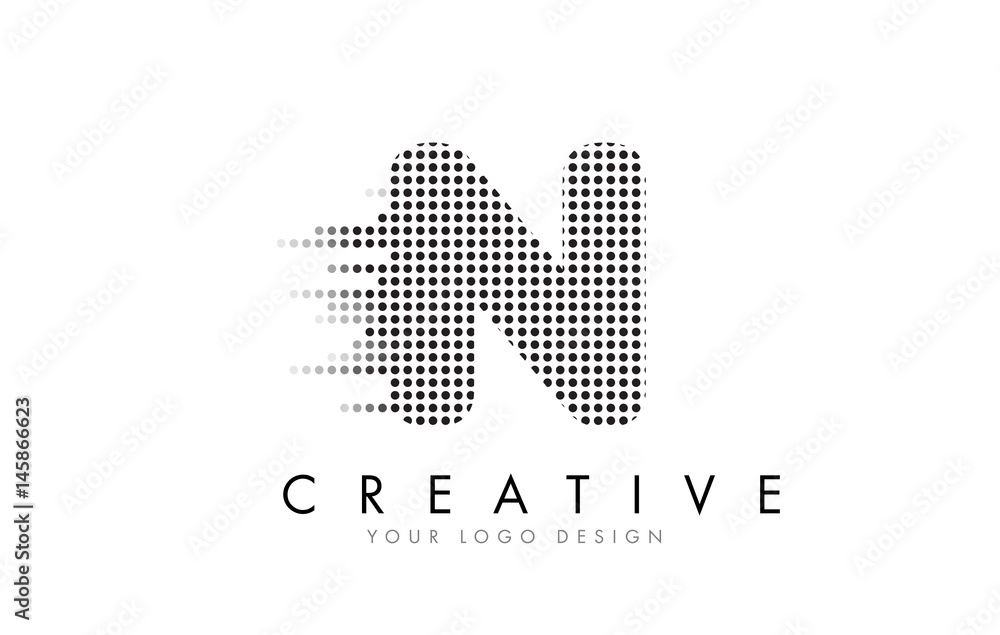 N Letter Logo with Black Dots and Trails. N Letter Logo with Black Dots and Trails.