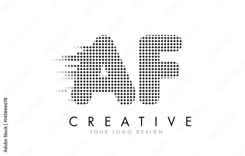 AF A F Letter Logo with Black Dots and Trails. AF A F Letter Logo with Black Dots and Trails.