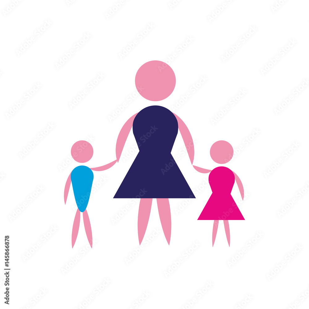 mother with her kids icon over white background. colorful design. vector illustration mother with her kids icon over white background. colorful design. vector illustration
